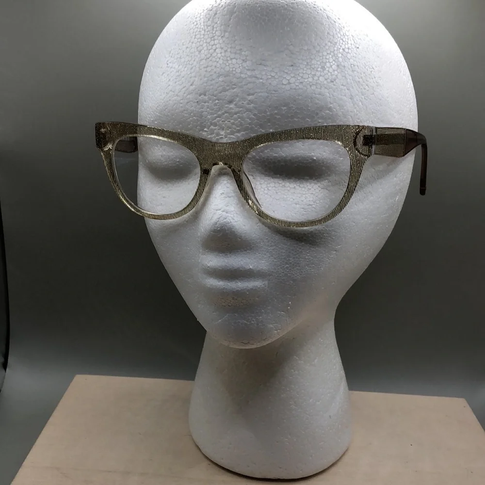 L.A.M.B Lamb Glasses Frames ONLY LA067 Clear Glitter Gold Cat Eye 51-19-140